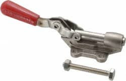 Destaco 840 Lb Load Capacity, Flanged Base, Stainless Steel, Standard Straight Line Action Clamp 4 Mounting Holes, 0.27" Mounting Hole Diam, 0.44" Plunger Diam, Straight Handle 603-SS - 88153879