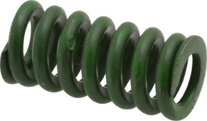 Associated Spring Raymond 1/2" Hole Diam, 9/32" Rod Diam, 1" Free Length, Green Die Spring 80 Lb Max Deflection, 0.25" Max Deflection, Extra Heavy Duty, Chromium Alloy Steel 106-204 - 07663321