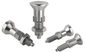Gibraltar M8x1, 13mm Thread Length, 4mm Plunger Diam, Lockout Knob Handle Indexing Plunger Plunger Style D, 15mm Body Length, 38.5mm OAL, Stainless Steel IPG-104ss-G - 80725559