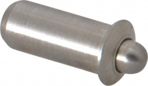 Vlier 0.441" Body Len x 3/16" Body Diam, 0.121" Plunger Diam, 1.5 Lb Init to 4.5 Lb Final End Force, 0.441" Len Under Flange, Stainless Steel Press Fit Spring Plunger 1/4" Flange Diam, 0.044" Flange Thickness, 0.485" Plunger Len SPFP52 - 05137807
