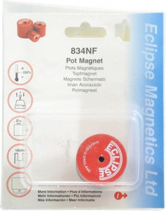 Eclipse Magnetics 1-3/8" Diam, 10-32 Thread, 17.5 Lb Average Pull Force, Mild Steel, Alnico Pot Magnets 220°C Max Operating Temp, 1-3/16" High, Grade 5 Alnico 834NF - 06572770