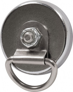 Mag-Mate 22 Lb Max Pull Force, 9/32" Overall Height, 1-13/32" Diam, Ceramic Cup Magnet Magnetic Style, Chrome Plated MX1500DL - 92674928