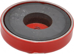 Value Collection 10-24 Tap, 9 kg Average Pull Force, 1-3/4" Diam, 3/8" High, Ceramic Pot Magnet Red, 0.34" Countersunk Hole MP0656 - 84396308