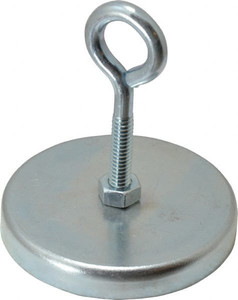 Mag-Mate 2.63" Diam, 3/8" Cup Height, 2-1/4" Overall Height, 100 Lb Average Pull Force, 100 Lb Max Pull Force, Neodymium Rare Earth Cup Magnet Loop Style, 1/2" Loop ID, Galvanized MX2508RL - 81745515