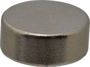 Mag-Mate 1/4" Diam x 0.1" High Neodymium Rare Earth Magnet 1 Lb Max Capacity, 200°F Max, Nickel Plated NE2510NP35 - 71551741