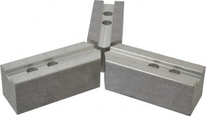 Abbott Workholding 12" & Up Chuck Capacity, 1.5mm x 60° Serrated Attachment, Square Soft Lathe Chuck Jaw 3 Jaws, Aluminum, 1.1811" Btw Mount Hole Ctrs, 5-1/2" Long x 2" Wide x 2" High, 0.7087" Groove, 0.5512" & 14mm Fastener KTT12A - 04230710