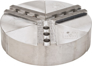 H&R Mfg. 8" Chuck Capacity, 1.5mm x 60° Serrated Attachment, Round Soft Lathe Chuck Jaw 3 Jaws, Aluminum, 1" Btw Mount Hole Ctrs, 4" Long x 8" Wide x 2" High, 0.551" Groove, 12mm Fastener HR-149-2-AL - 06829022