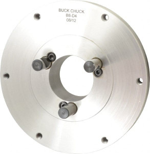 Buck Chuck Adapter Back Plate for 8" Diam Self Centering Lathe Chucks D1-4 Mount, 2.03" Through Hole Diam, 4.73mm ID, 8.13" OD, 1.068" Flange Height, Steel B8-D4 - 08536435