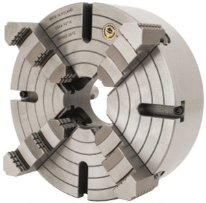 Bison 4 Jaws, 10" Diam, Independent Manual Lathe Chuck D1-6 Mount Spindle, Reversible, 1,500 Max RPM, 2.5591" Through Hole Diam, Cast Iron 7-853-1036 - 08564569