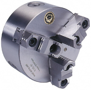 Bison 3 Jaws, 16" Diam, Self Centering Manual Lathe Chuck A2-8 Mount Spindle, Reversible, 1,000 Max RPM, 5.3543" Through Hole Diam, 0.0012" Axial Runout, 0.0024" Radial Runout, Cast Iron 7-801-1618 - 08598377