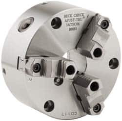 Buck Chuck 3 Jaws, 12" Diam, Self Centering Manual Lathe Chuck Front Mount, Adjustable, Reversible, 2,300 Max RPM, 4.14" Through Hole Diam, Forged Steel B8123 - 56030042