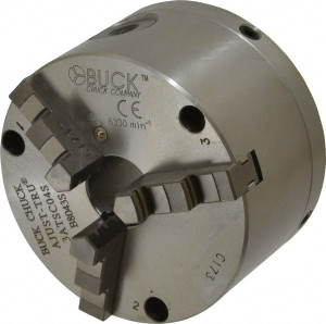 Buck Chuck 3 Jaws, 4" Diam, Self Centering Manual Lathe Chuck Front Mount, Adjustable, 6,300 Max RPM, 1.04" Through Hole Diam, Forged Steel B8043S - 76152131 Buck Chuck 3 Jaws, 4" Diam, Self Centering Manual Lathe Chuck Front Mount, Adjustable, 6,300 Max RPM, 1.04" Through Hole Diam, Forged Steel B8043S - 76152131