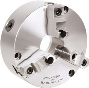 Samchully 3 Jaw, 232mm Diam, Self Centering Manual Lathe Chuck Front Mount, Adjustable, 75mm Through Hole Diam, Forged Steel FTC230 - 41768029