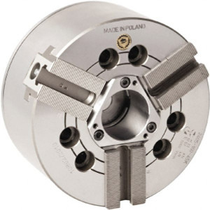 Bison 3 Jaw, 15.75" Chuck Diam, Plain Back Mount, 120mm Through Hole Diam, Drawtube Hydraulic Power Lathe Chuck 1.5mm x 60° Serrated Jaw Interface, 1.9291 to 14.7637" Jaw Capacity, 2,500 RPM, High Speed Steel Body 7-781-1600 - 30521868