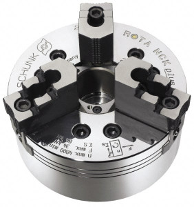 Schunk 3 Jaws, 12-1/2" Chuck Diam, A2-8 Mount, 3.583" Through Hole, Hydraulic Power Lathe Chuck 32,592 Lb Force per Jaw, 3,300 RPM, Steel Body 807242 - 73114878