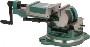 Gibraltar 5" Jaw Width, 5-23/32" Jaw Opening Capacity, 3-Way Angle Swivel Machine Vise Manual Operation, 1 Station, 25" Long x 8.46" High x 1-1/2" Deep, Cast Iron 110953 - 42052613