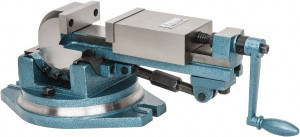 Gibraltar 4" Jaw Width, 4-11/64" Jaw Opening Capacity, 3-Way Angle Swivel Machine Vise Manual Operation, 1 Station, 20" Long x 7.28" High x 1-1/2" Deep, Cast Iron 110952 - 42052878