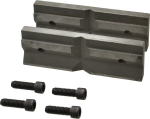 Cardinal Tool 6" Wide x 2mm High, 0.575" Thick, V-Groove Vise Jaw Hard, Steel, Fixed Jaw, Compatible with 6" Vises 6-VJP - 09240227