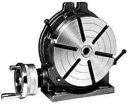 YUASA 10" Table Diam, Vertical Rotary Machining Table 165.1mm Centerline Height, 3MT Center Taper, 11.94mm T-Slot Width, 90:1 Gear Ratio 550-050 - 09055104