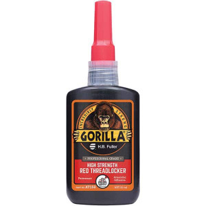 Gorilla Pro 50 mL Bottle, Red, High Strength Threadlocker Series AT150, 24 hr Full Cure Time, Hand Tool, Heat Removal AT150 - 13786991