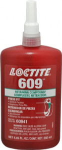 Loctite 250 mL Bottle, Green, Medium Strength Liquid Retaining Compound Series 609, 24 hr Full Cure Time, Heat Removal 135513 - 88545140