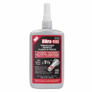 Vibra-Tite 250 mL Bottle, Red, Large Diameter/High Strength Threadlocker Series 146, 24 hr Full Cure Time, Heat Removal 14625 - 98922511