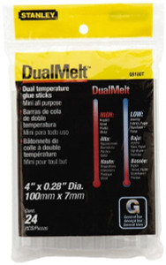 Stanley 1/4" Diam, 4" Long, Opaque Hot Melt, Low Melt Glue Stick GS Series GS10DT - 74028739