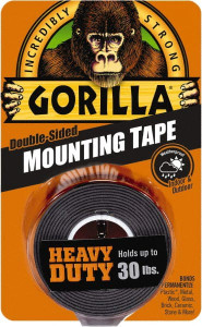 Gorilla Tape 1" x 60" Acrylic Adhesive Double Sided Tape 43 mil Thick, Black, Polyethylene Film Liner, Continuous Roll 6055002 - 49331408 Gorilla Tape 1" x 60" Acrylic Adhesive Double Sided Tape 43 mil Thick, Black, Polyethylene Film Liner, Continuous Roll 6055002 - 49331408
