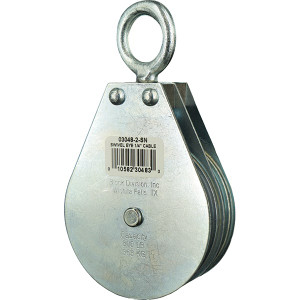Block Division 800 Lbs. Load Limit, Swivel Eye Snatch Block Double Sheave, 3 Inch Outside Diameter, Wire Rope, 1/4 Inch Diameter, Eye, 7/8 Inch Inside Diameter, Carbon Steel, Zinc Plated Finish 03048-2-SN-C - 67326629