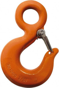 CM Chain Grade 100, 5,700 Lbs. Load Limit Eye Rigging Hook with Latch 1.06 Inch Hook Throat, 4.09 Inch Reach, 1.13 Inch Eye Inside Diameter, 5/16 Inch Chain Diameter, 5.63 Inch Overall Length, 1/2 Inch Eye Thickness M7504A - 64612955