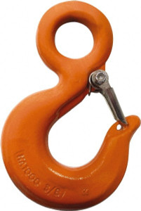 CM Chain Grade 100, 2,700 Lbs. Load Limit Eye Rigging Hook with Latch 0.93 Inch Hook Throat, 3.13 Inch Reach, 3/4 Inch Eye Inside Diameter, 0.21875 Inch Chain Diameter, 4.37 Inch Overall Length, 0.38 Inch Eye Thickness M7502A - 64612971
