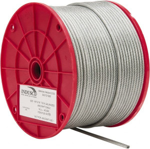 Value Collection 3/16" x 1/8" Diam, Aircraft Cable 2,000 Lb Breaking Strength, 7 x 19 Strand Core, Vinyl Coating, 500 ft. Roll WS-MH-WIRE-113 - 45700937