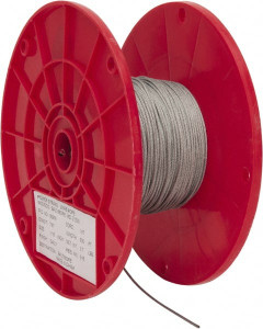 Value Collection 1/16" Diam, Aircraft Cable 480 Lb Breaking Strength, 7 x 7 Strand Core, 500 ft. Roll WS-MH-WIRE-018 - 45701901