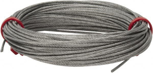 Value Collection 1/16" Diam, Aircraft Cable 480 Lb Breaking Strength, 7 x 7 Strand Core, 50 ft. Roll WS-MH-WIRE-015 - 89489074