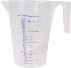 Funnel King Beakers & Pipettes, Type: Measuring Cup, Volume Capacity Range: 1,000 mL and Larger, Material Family: Plastic, Volume Capacity (Qt.): 1.05, Volume Capacity (mL): 1,000.000, Diameter (Inch): 5 94130 - 39826128