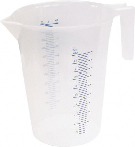 Funnel King Beakers & Pipettes, Type: Measuring Cup, Volume Capacity Range: 1,000 mL and Larger, Material Family: Plastic, Volume Capacity (Qt.): 5.28, Volume Capacity (mL): 5,000.000, Diameter (Inch): 8-3/8 94160 - 41930678