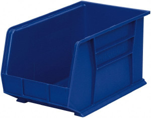 Akro-Mils 11" Wide x 18" Deep x 10" High Hopper Stacking Bin Blue, Polymer, 60 Lb Capacity 30260BLUE - 08736480