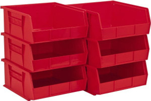 Akro-Mils 11" Wide x 10-7/8" Deep x 5" High Hopper Stacking Bin Red, Polymer, 50 Lb Capacity 30235 RED - 89837108