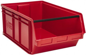 Quantum Storage Systems 18-3/8" Wide x 29" Deep x 11-7/8" High Hopper Stacking Bin Red, Polyethylene, 140 Lb Capacity QMS743RD - 73087173