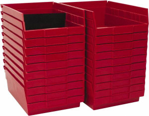 Quantum Storage Systems 8-3/8" Wide x 11-5/8" Deep x 4" High Hopper Shelf Bin Red, Polypropylene, 50 Lb Capacity QSB 107RD - 73087470