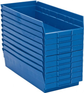 Quantum Storage Systems 8-3/8" Wide x 17-7/8" Deep x 4" High Hopper Shelf Bin Blue, Polypropylene, 50 Lb Capacity QSB 108BL - 73087496