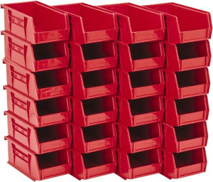 Quantum Storage Systems 4-1/8" Wide x 7-3/8" Deep x 3" High Hopper Stacking Bin Red, Polypropylene, 10 Lb Capacity QUS220RD - 73087926