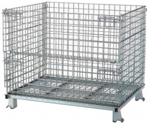Nashville Wire 40" Long x 32" Wide x 34-1/2" High Steel Basket-Style Bulk Folding Wire Stackable Container 4,000 Lb. Load Capacity C324028S4 - 89828016