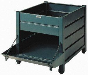 Steel King Industries 40" Long x 48" Wide x 24" High Steel Bin-Style Bulk Storage and Transport Container with 1 Gate 4,000 Lb. Load Capacity HDWT4048VG - 02453090