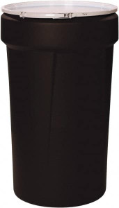 Eagle Manufacturing 55 Gallon Black Tapered Cylinder Polyethylene Open Head Drum 39-1/8" High x 23-3/4" Diam 1655MBLK - 60384674
