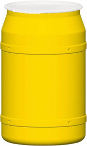 Eagle Manufacturing 55 Gallon Yellow Cylindrical Polyethylene Open Head Drum 36-3/8" High x 23" Diam 1656 - 60384708