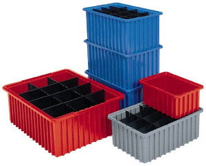 Akro-Mils 0.61 Cu Ft, 30 Lb Load Capacity Blue Polyethylene Dividable Container Stacking, 22.4" Long x 17.4" Wide x 4" High 33224BLUE - 70302484