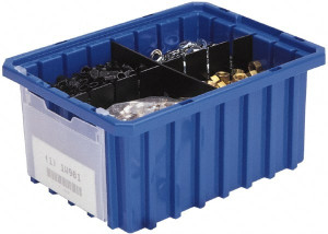 Akro-Mils 0.96 Cu Ft, 40 Lb Load Capacity Red Polyethylene Dividable Container Stacking, 22.4" Long x 17.4" Wide x 6" High 33226RED - 70302534