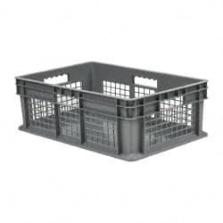Akro-Mils 1.78 Cu Ft, 83 Lb Load Capacity Gray Polyethylene Tote Container Stacking, 23.3" Long x 15.8" Wide x 8.3" High 37678 - 89418586