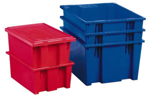 Akro-Mils 2.6 Cu Ft, 90 Lb Load Capacity Red Polyethylene Tote Container Stacking, Nesting, 23-1/2" Long x 19-1/2" Wide x 13" High 35230 RED - 89805139